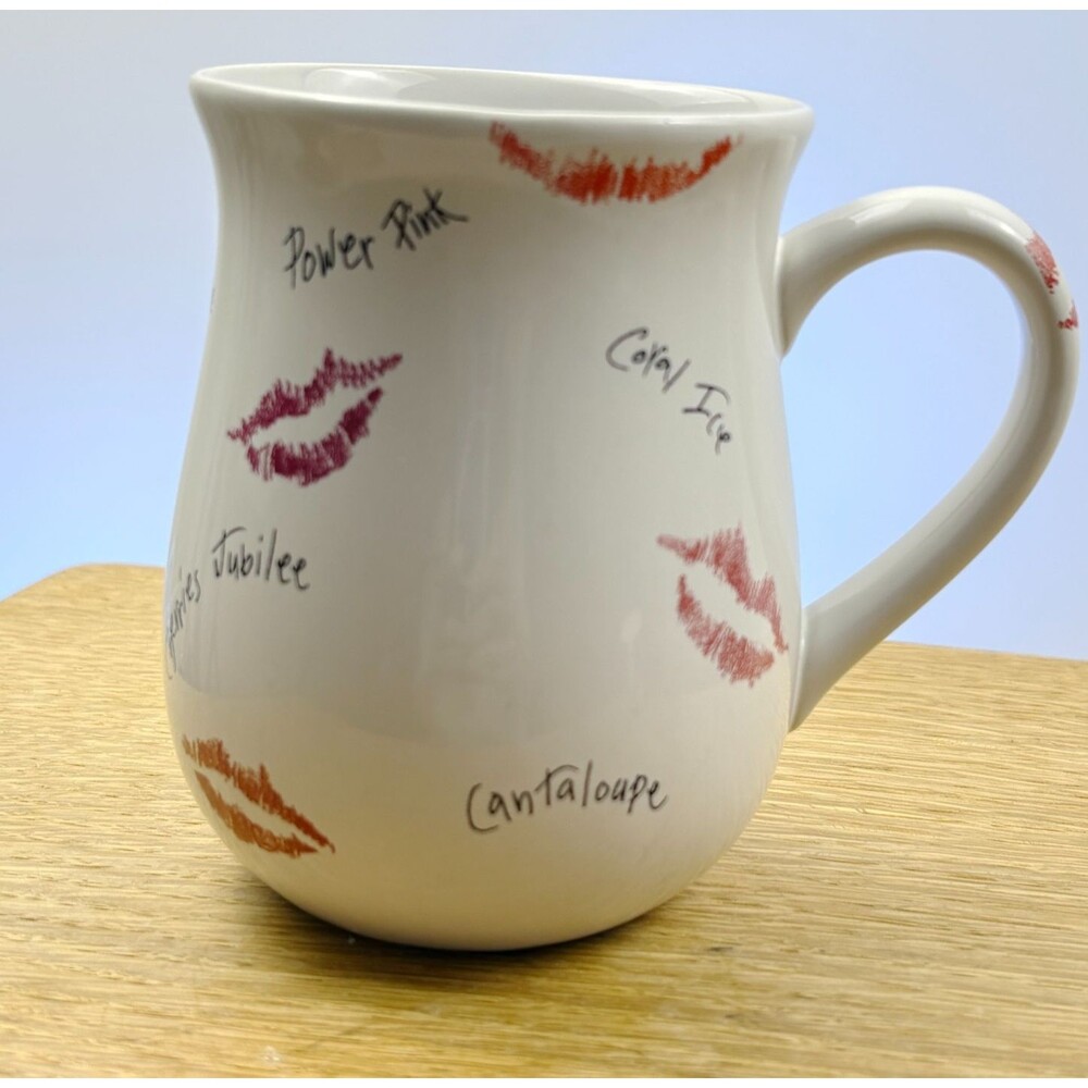 Mary Kay Promo Kiss Lips Coffee Mug Lipstick Shades Names Cosmetics Beauty Gift